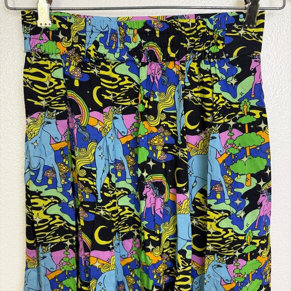 Nooworks Slip Skirt Unicorn Womens XS Multi Midi Elastic Slit Rainbow Novelty - Picture 3 of 8